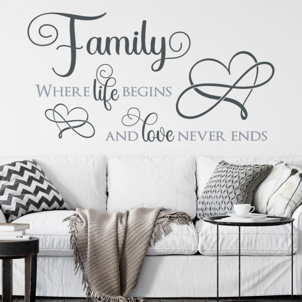 Family Where Life Begins and Love Never Ends Wall Sticker