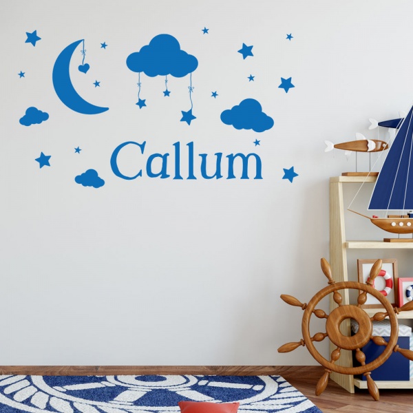 Personalised Moon and Stars Nursery Wall Sticker