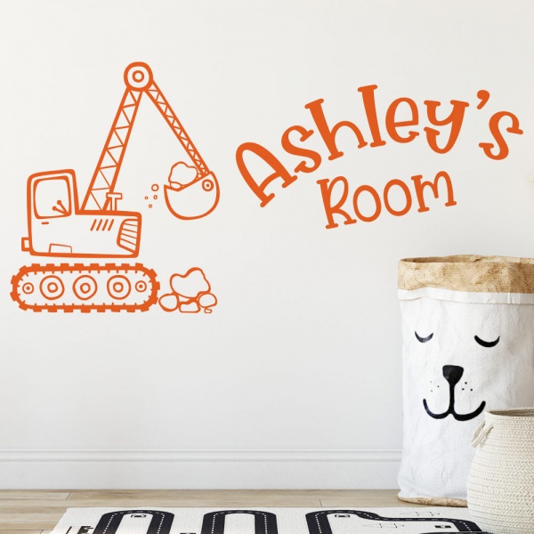 Personalised Digger Truck Wall Sticker