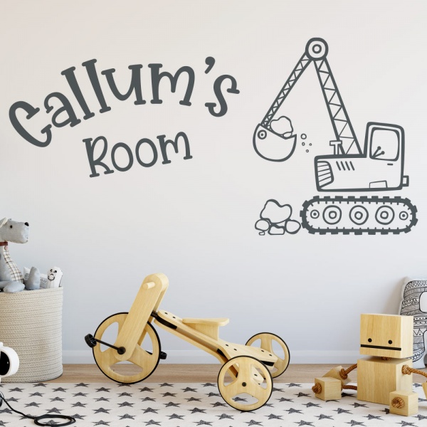 Personalised Digger Truck Wall Sticker