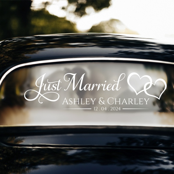 Personalised  Just Married Car Wedding Sticker Mr Mrs Decal