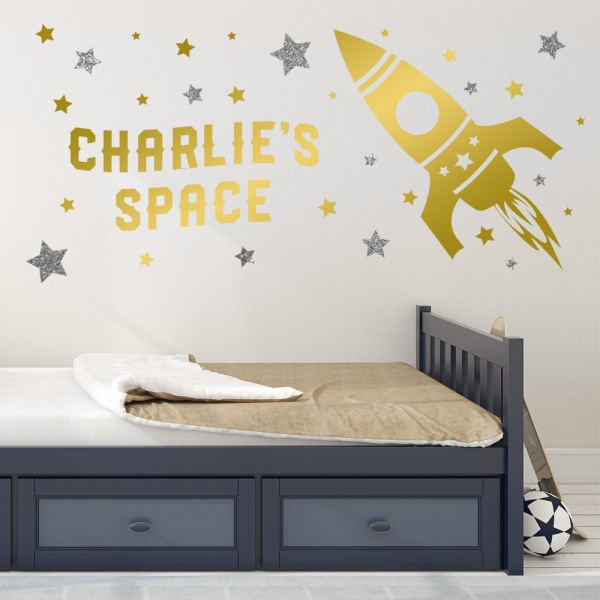 Space Ship Rocket Wall Sticker Personalised