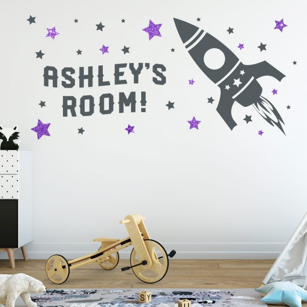 Space Ship Rocket Wall Sticker Personalised