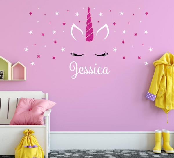 Personalised Unicorn Sparkly Wall Sticker