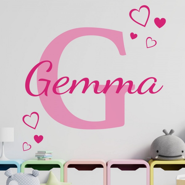 Personalised Wall Sticker Monogram with hearts