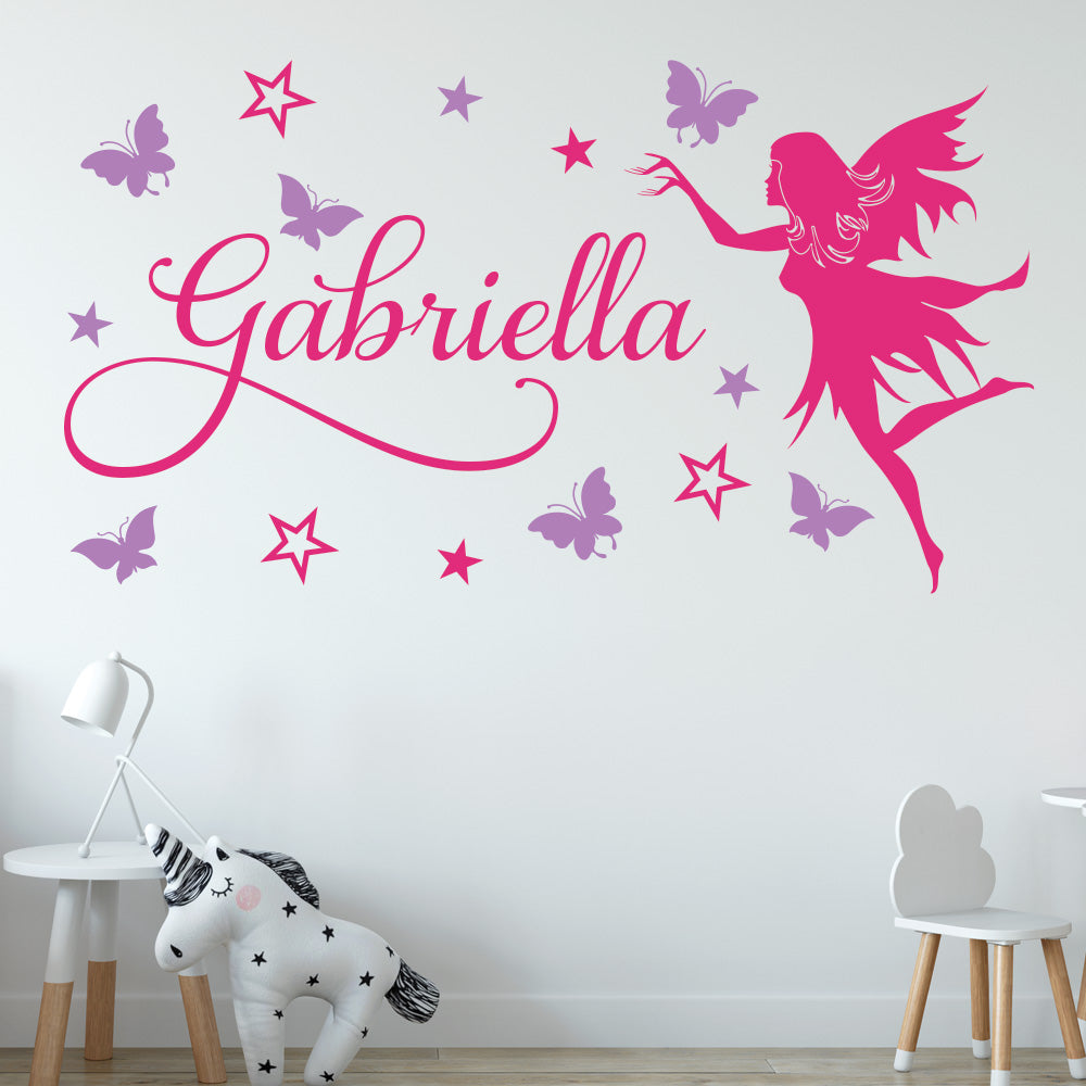 Butterfly Fairy Girls Wall Sticker Personalised