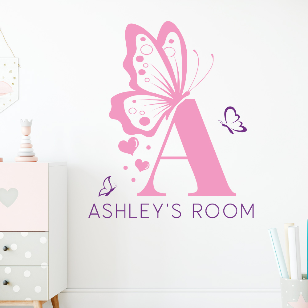 Personalised Wall Sticker Monogram with Butterflies