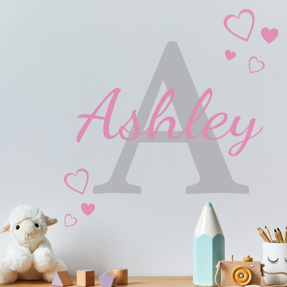 Personalised Wall Sticker Monogram with hearts