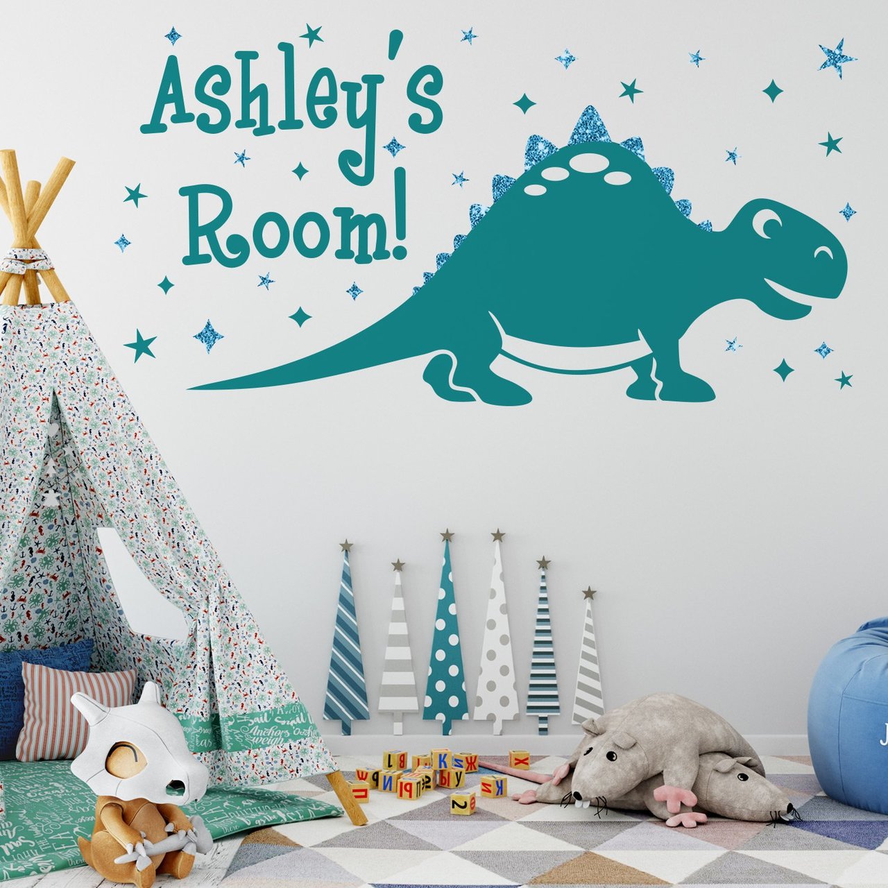 Personalised Dinosaur Sparkly Wall Sticker