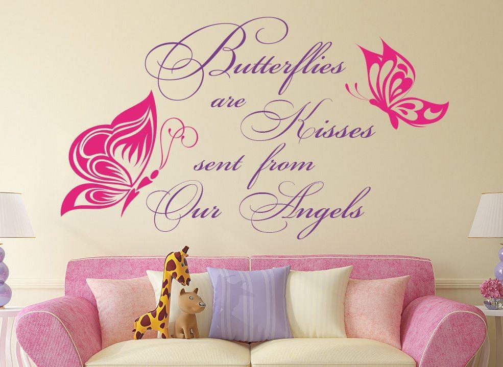 Butterflies Are Kisses Quote Wall Art Sticker