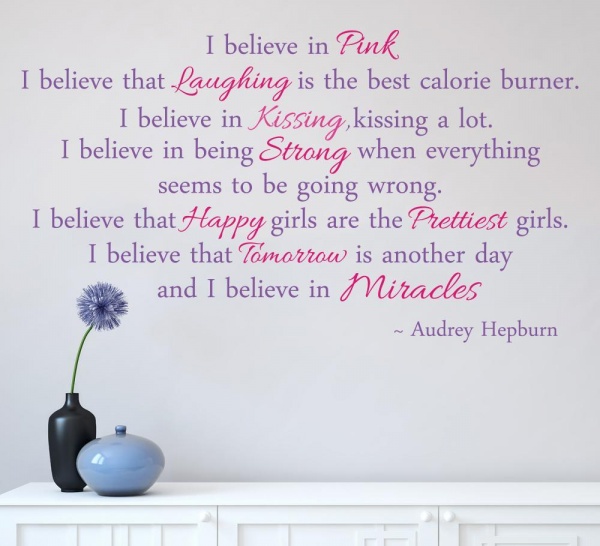 Audrey Hepburn Wall Sticker I Believe Quote
