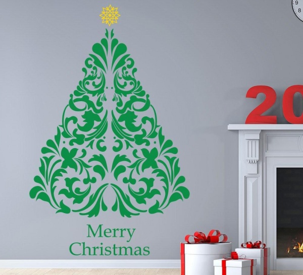 Decorative Christmas Tree Wall Art Sticker Personalised