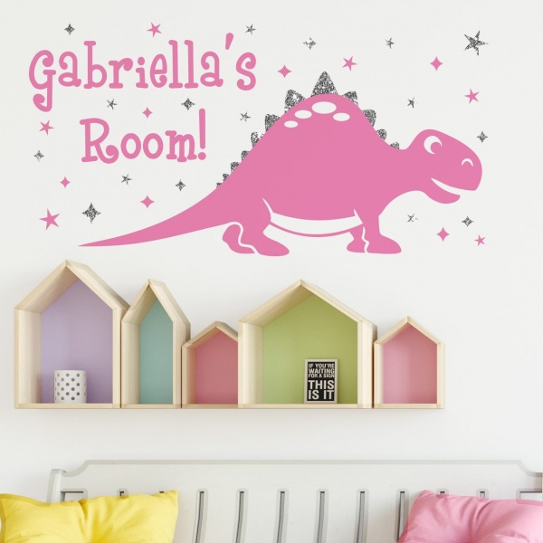 Personalised Dinosaur Sparkly Wall Sticker