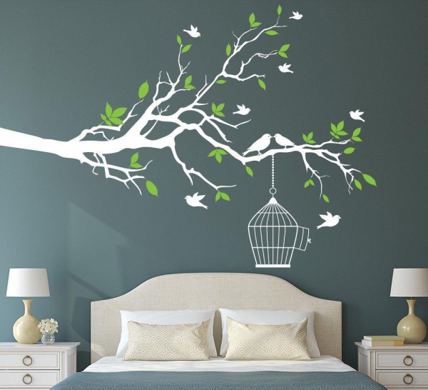 Tree Branch with Bird Cage Wall Art Sticker