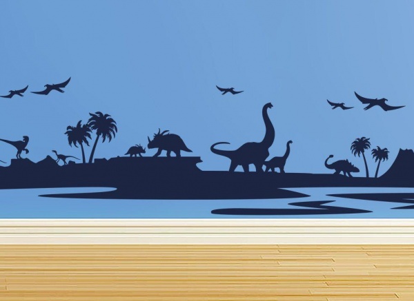 Dinosaur Wall Sticker - Dino Landscape Boys Wall Sticker