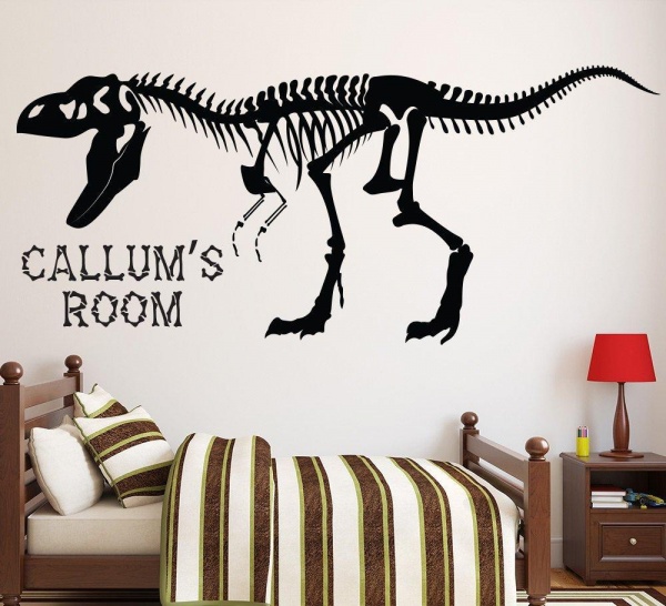 Dinosaur Wall Sticker - Personalised T-Rex Skeleton Decal