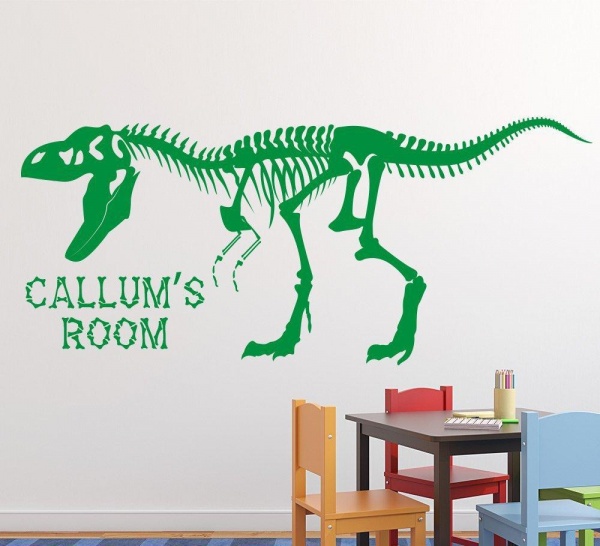 Dinosaur Wall Sticker - Personalised T-Rex Skeleton Decal