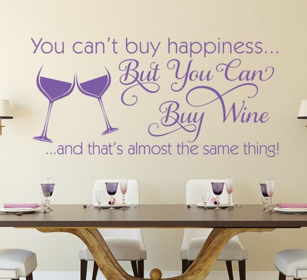 You Cant Buy Happiness Wine Wall Art Sticker